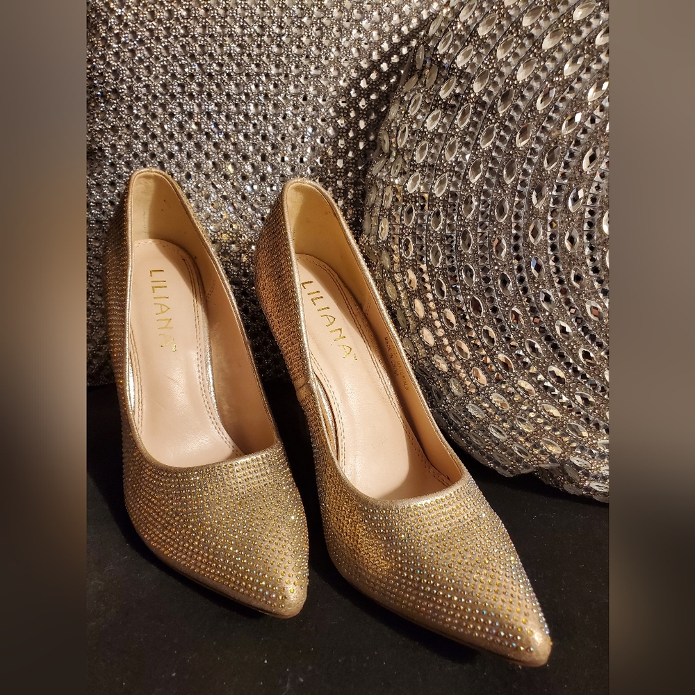 Rose Gold Rhinestone Heels